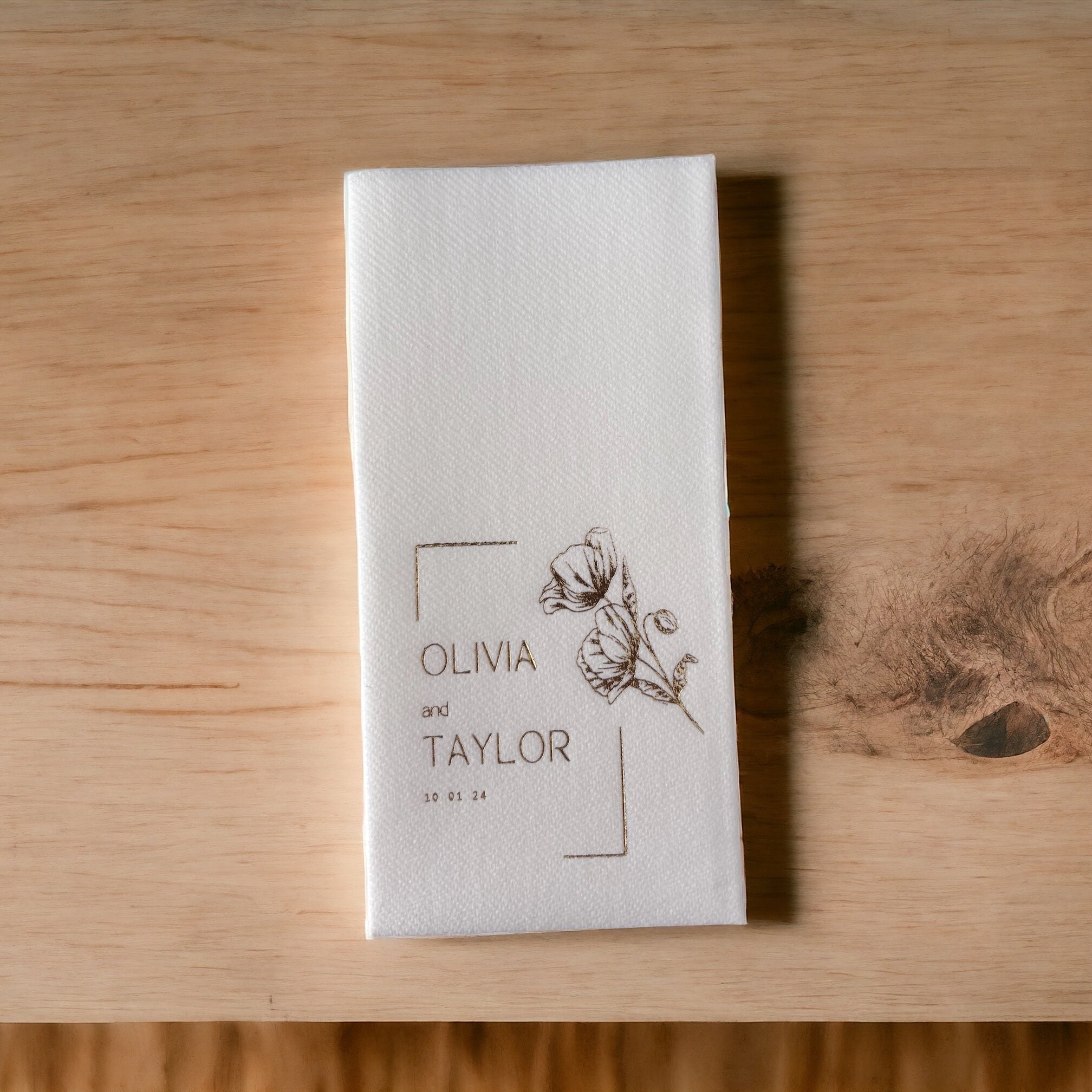 Kitap Katlama Çiçek Baskılı Airlaid Kişiye Özel Peçete 40x40