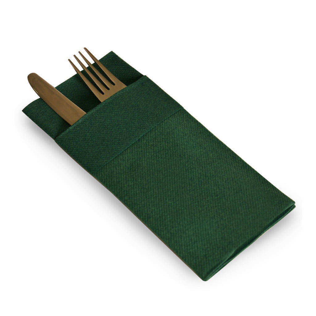 Yeşil Airlaid Kumaş Dokulu Cepli Peçete (50 ADET) (40× 40 cm)